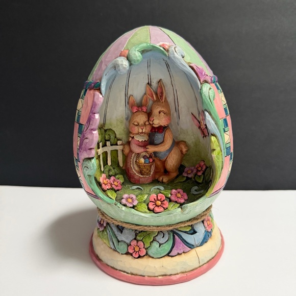 Easter Egg with Bunnies Spring Love Figurine light Up Jim Shore - Picture 10 of 16